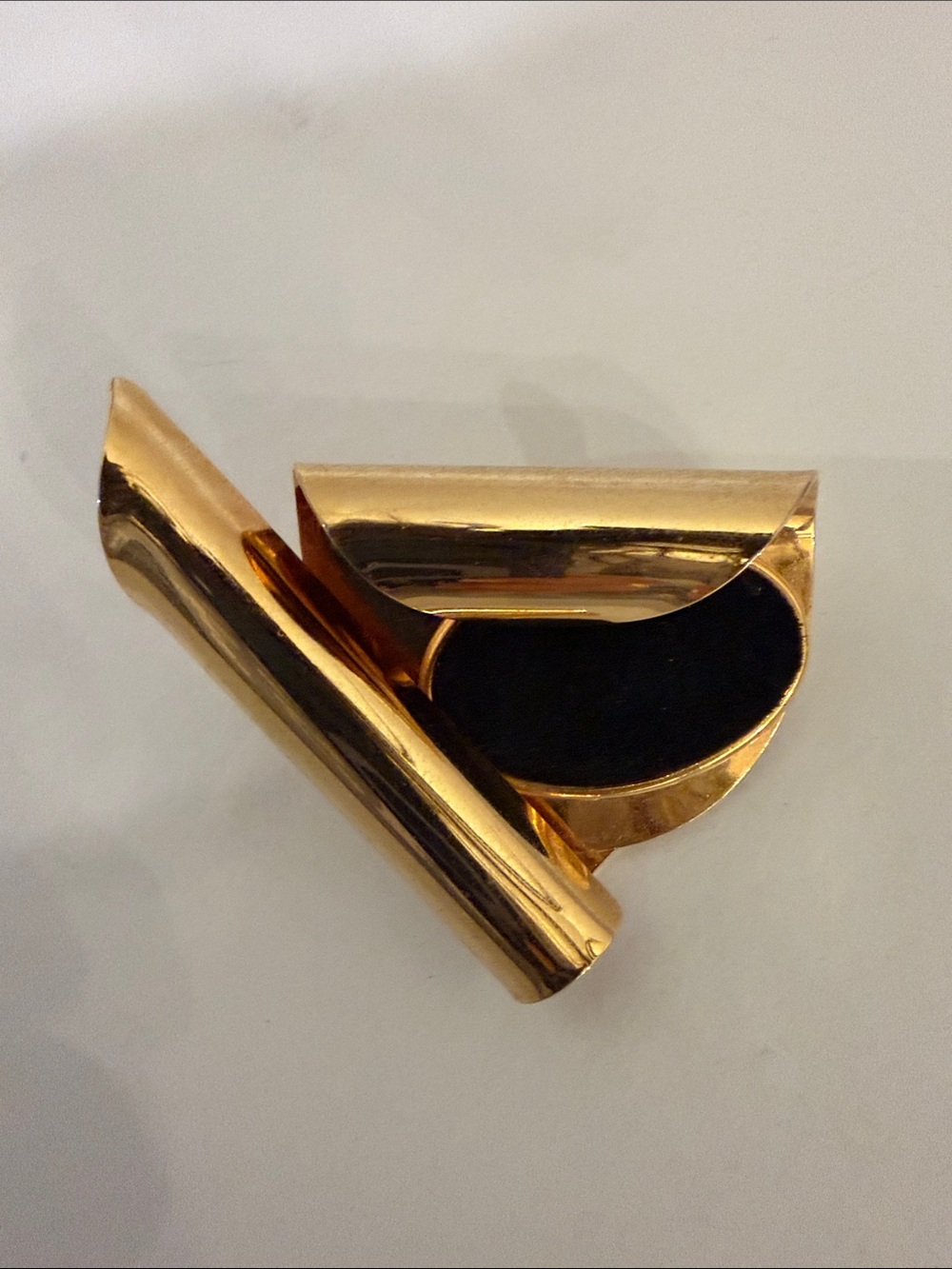 Vintage Rare Gold-Tone & Black Velvet Brooch Pin